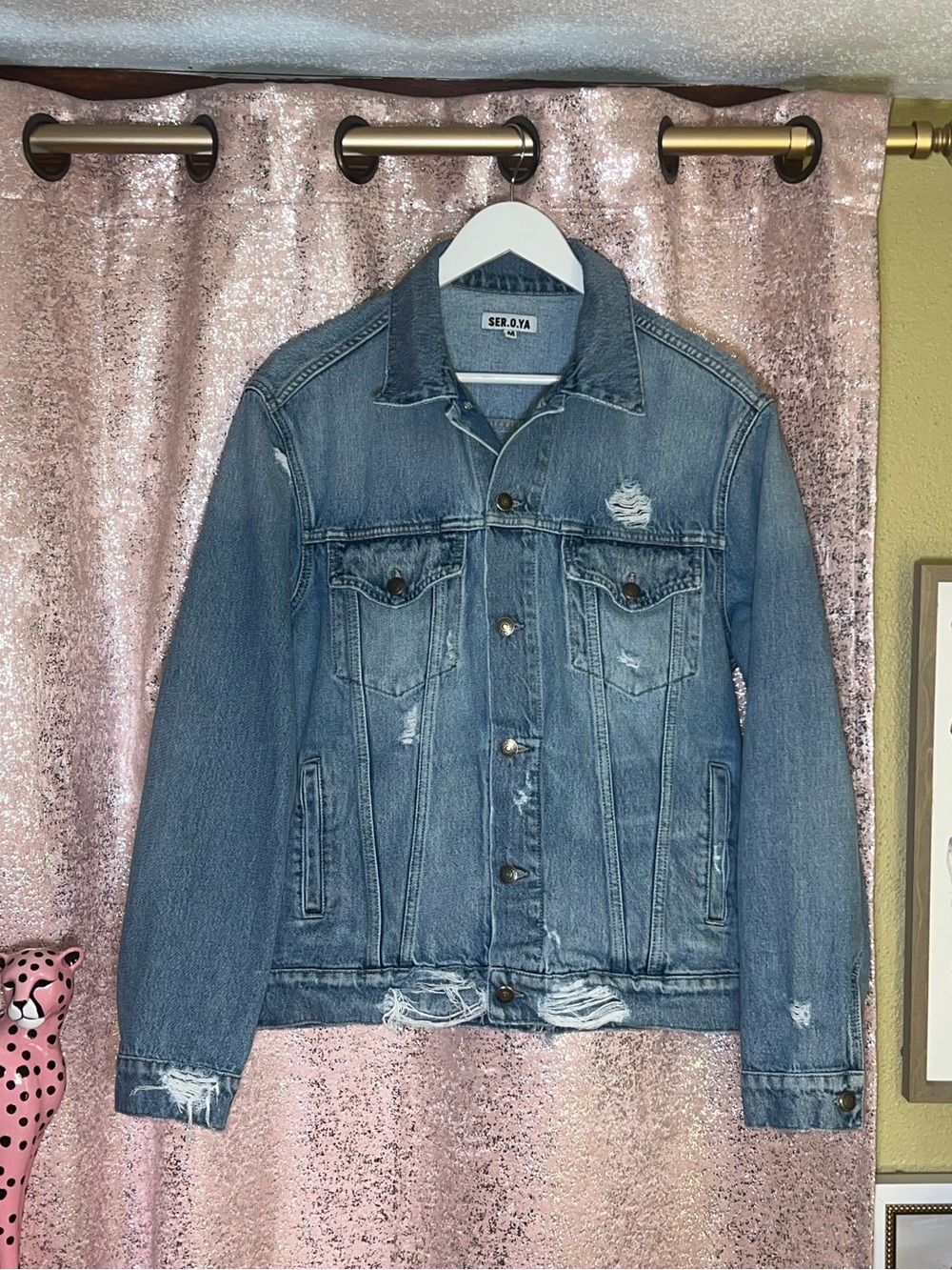 SER.O.YA Light Blue Distressed Denim Jacket